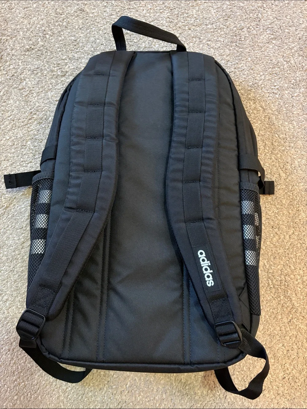 adidas Black Everyday Backpack with Mesh Side Pockets